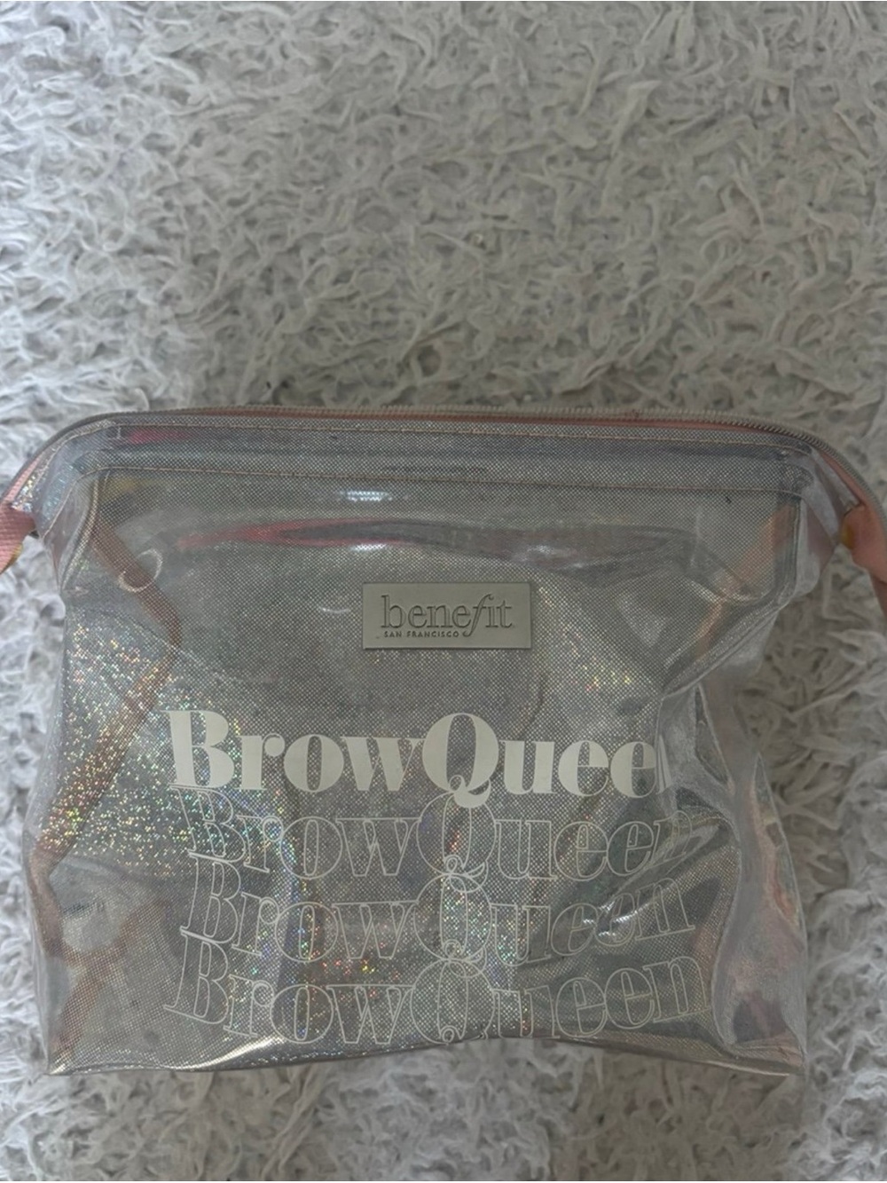 Benefit Brow Queen Holographic Clear Makeup Pouch with Silver Accents